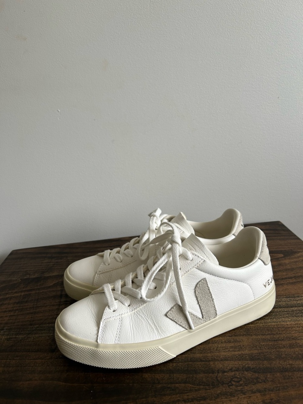 Veja Leather Low-Top Sneakers with Suede V, Size 9, EUR 40.